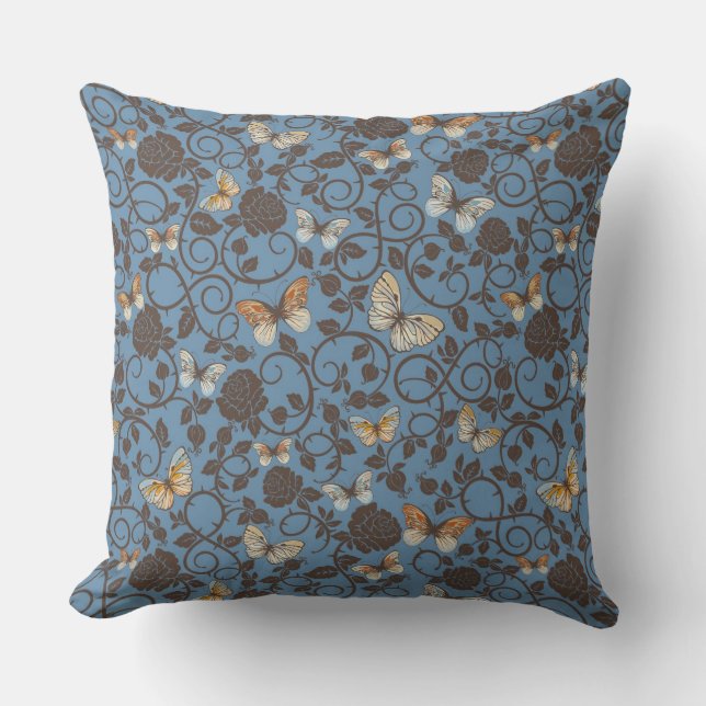 pattern with roses and butterfly cushion (Front)