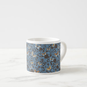 pattern with roses and butterfly espresso cup