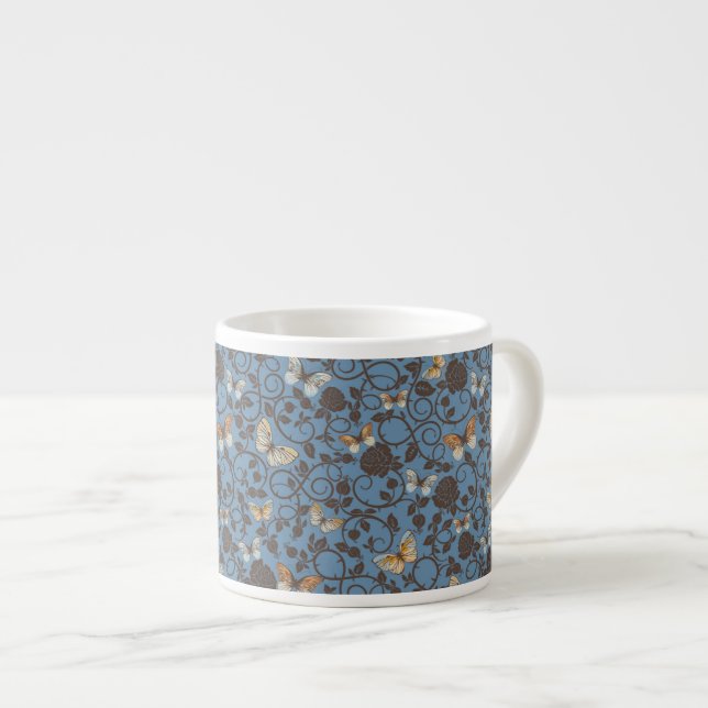 pattern with roses and butterfly espresso cup (Front Right)