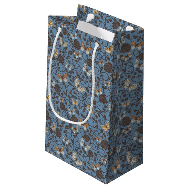 pattern with roses and butterfly small gift bag (Back Angled)