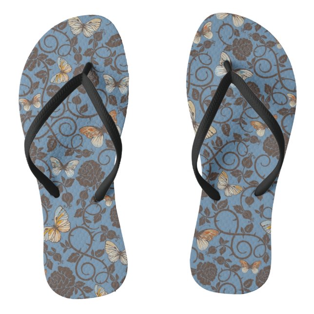 pattern with roses and butterfly thongs (Footbed)
