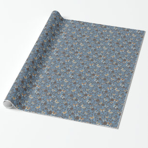 pattern with roses and butterfly wrapping paper