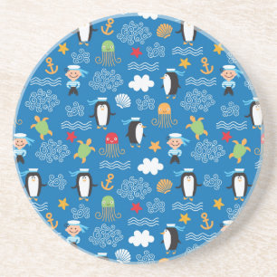 pattern with sea theme coaster