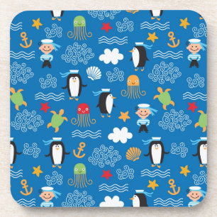 pattern with sea theme coaster
