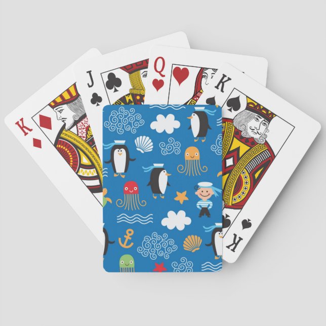 pattern with sea theme playing cards (Back)