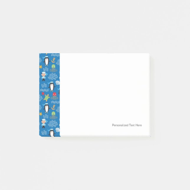 pattern with sea theme post-it notes (Front)