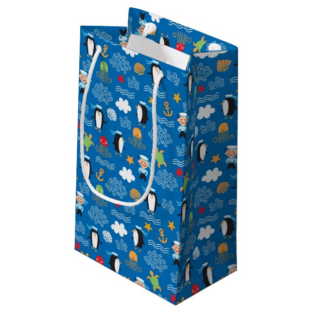 pattern with sea theme small gift bag (Back Angled)