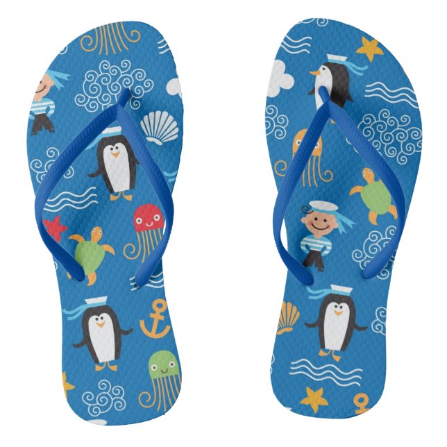pattern with sea theme thongs (Footbed)