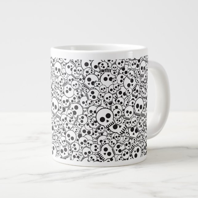 Pattern with skulls large coffee mug (Front Right)