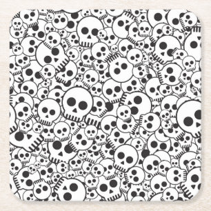 Pattern with skulls square paper coaster