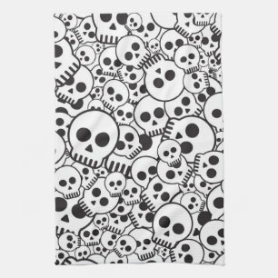 Pattern with skulls tea towel