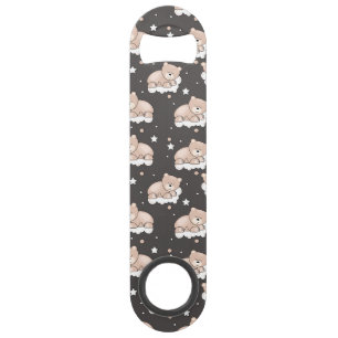 pattern with small bear sleeping