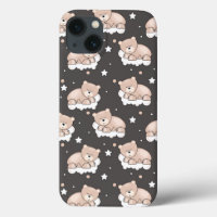 pattern with small bear sleeping