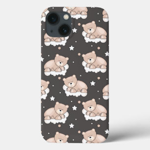 pattern with small bear sleeping iPhone 13 case