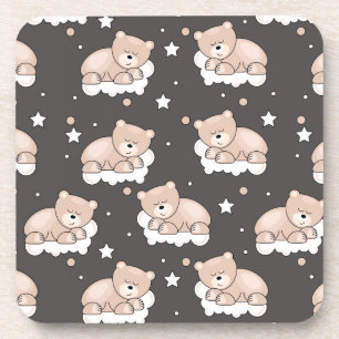 pattern with small bear sleeping coaster