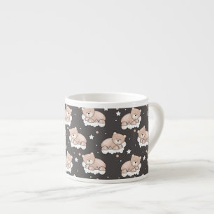 pattern with small bear sleeping espresso cup