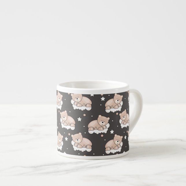 pattern with small bear sleeping espresso cup (Front Right)