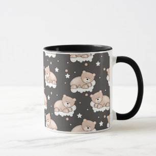 pattern with small bear sleeping mug