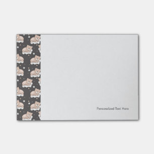 pattern with small bear sleeping post-it notes