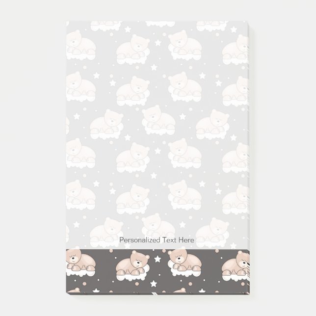 pattern with small bear sleeping post-it notes (Front)