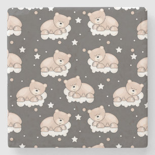 pattern with small bear sleeping stone coaster