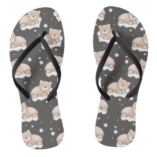 pattern with small bear sleeping thongs