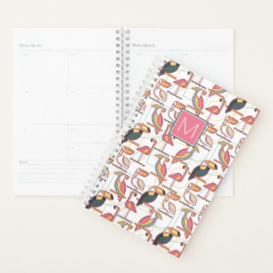 Pattern With Tropical Birds   Add Your Initial Planner