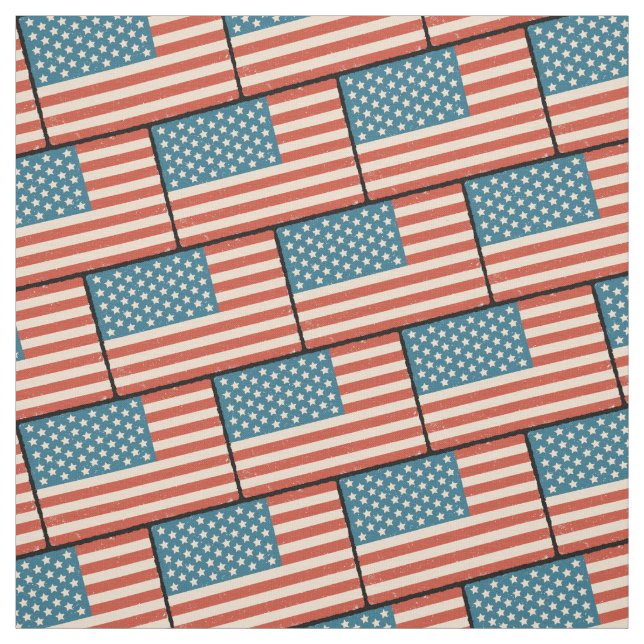Pattern with vintage flag of USA Fabric (Swatch)