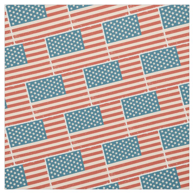 Pattern with vintage flag of USA Fabric (Swatch)
