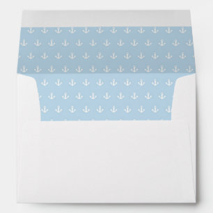 Pattern with white anchors on blue envelope