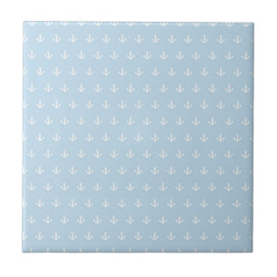 Pattern with white anchors on blue tile