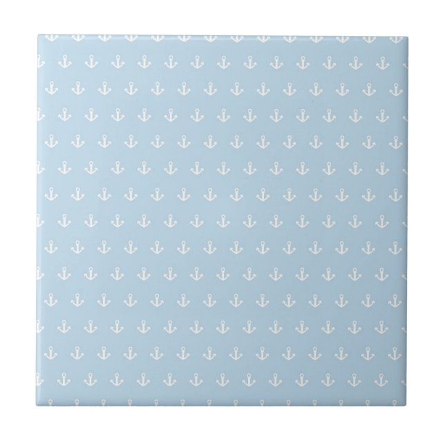 Pattern with white anchors on blue tile (Front)