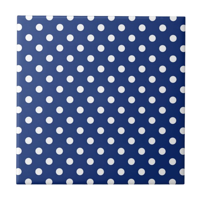 Pattern with white polka dots ceramic tile (Front)
