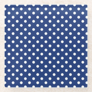 Pattern with white polka dots glass coaster