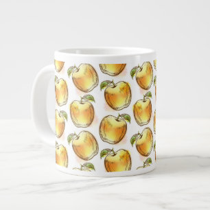 Pattern with yellow apple large coffee mug