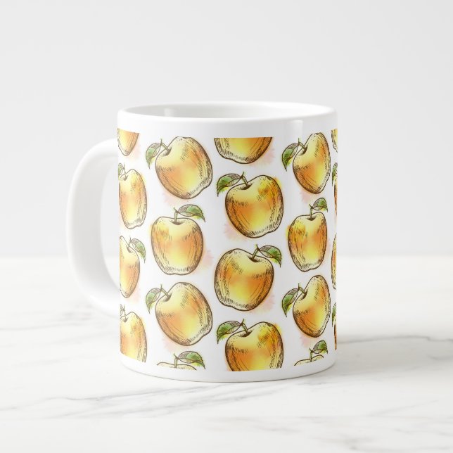 Pattern with yellow apple large coffee mug (Front Left)