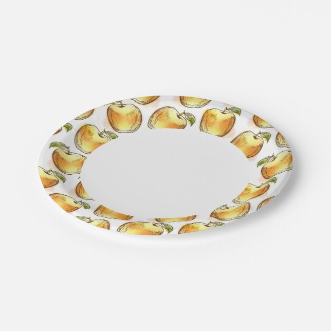 Pattern with yellow apple paper plate (Angled)