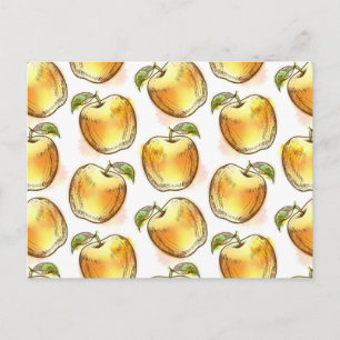 Pattern with yellow apple postcard
