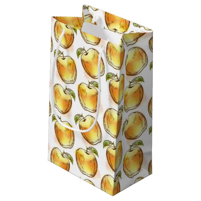 Pattern with yellow apple small gift bag (Back Angled)