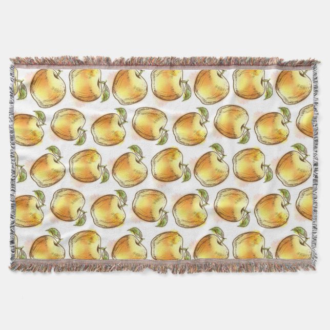 Pattern with yellow apple throw blanket (Front)