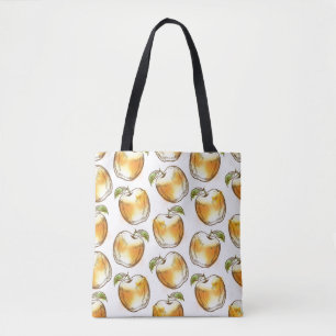 Pattern with yellow apple tote bag