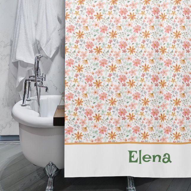 Pattern  yellow orange wildflower Shower Curtain (Creator Uploaded)
