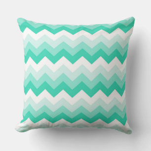 Pattern zigzags (turquoise, blank and green) cushion