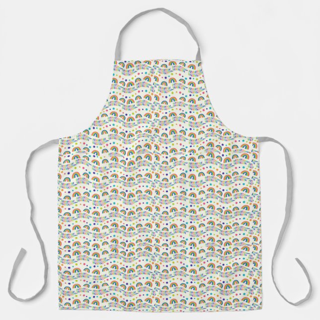 Patterned apron featuring colourful repeating  (Front)