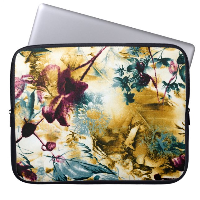 Patterned batik fabric suitable as backgroundabstr laptop sleeve (Front)