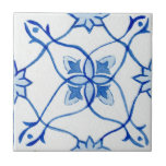 Patterned Blue & White Mediterranean Watercolor Ceramic Tile<br><div class="desc">If you're looking for a distinct and beautiful backsplash for your home renovation project, look no further than our Patterned Blue & White Mediterranean Watercolor Ceramic Tile! This tile is one of a kind, with an intricate blue and white pattern scale that puts the Mediterranean right into your home. The...</div>