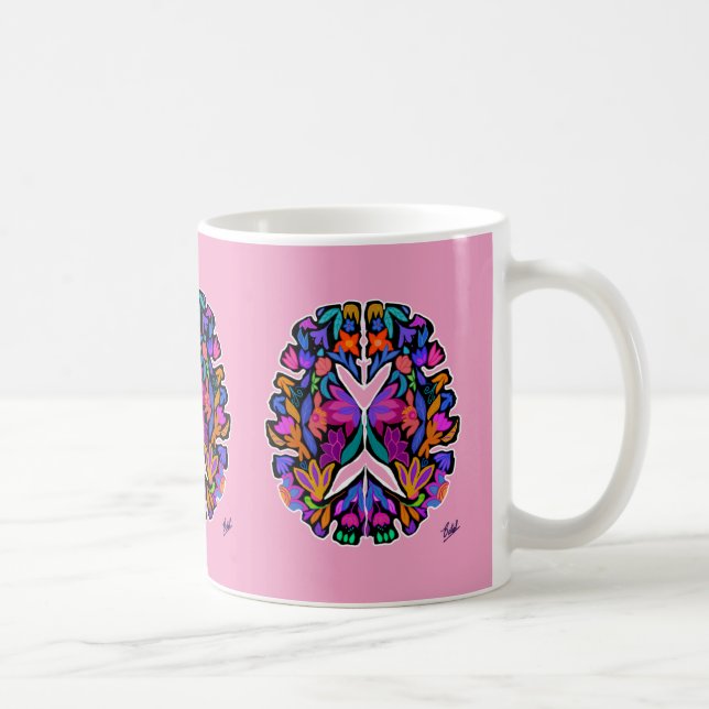 Patterned brain designed pink mug (Right)