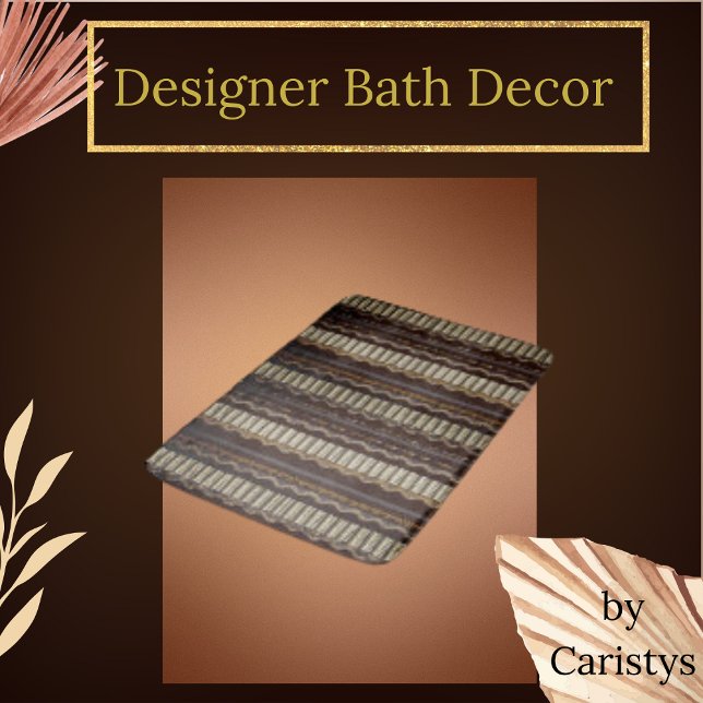 Patterned Brown, Gold, Cream  Bath Mat (Creator Uploaded)