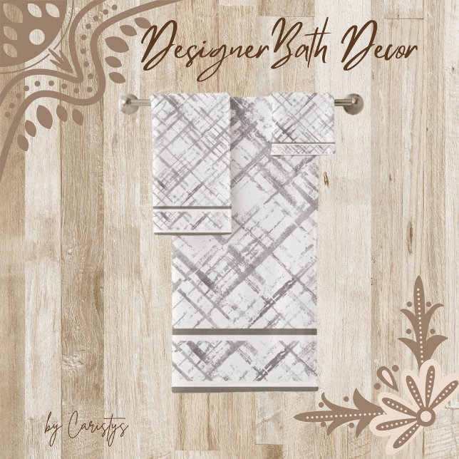 Patterned Brown on White  Bath Towel Set (Creator Uploaded)