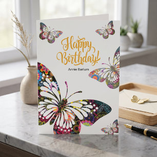 Patterned Butterfly Birthday Greeting Card